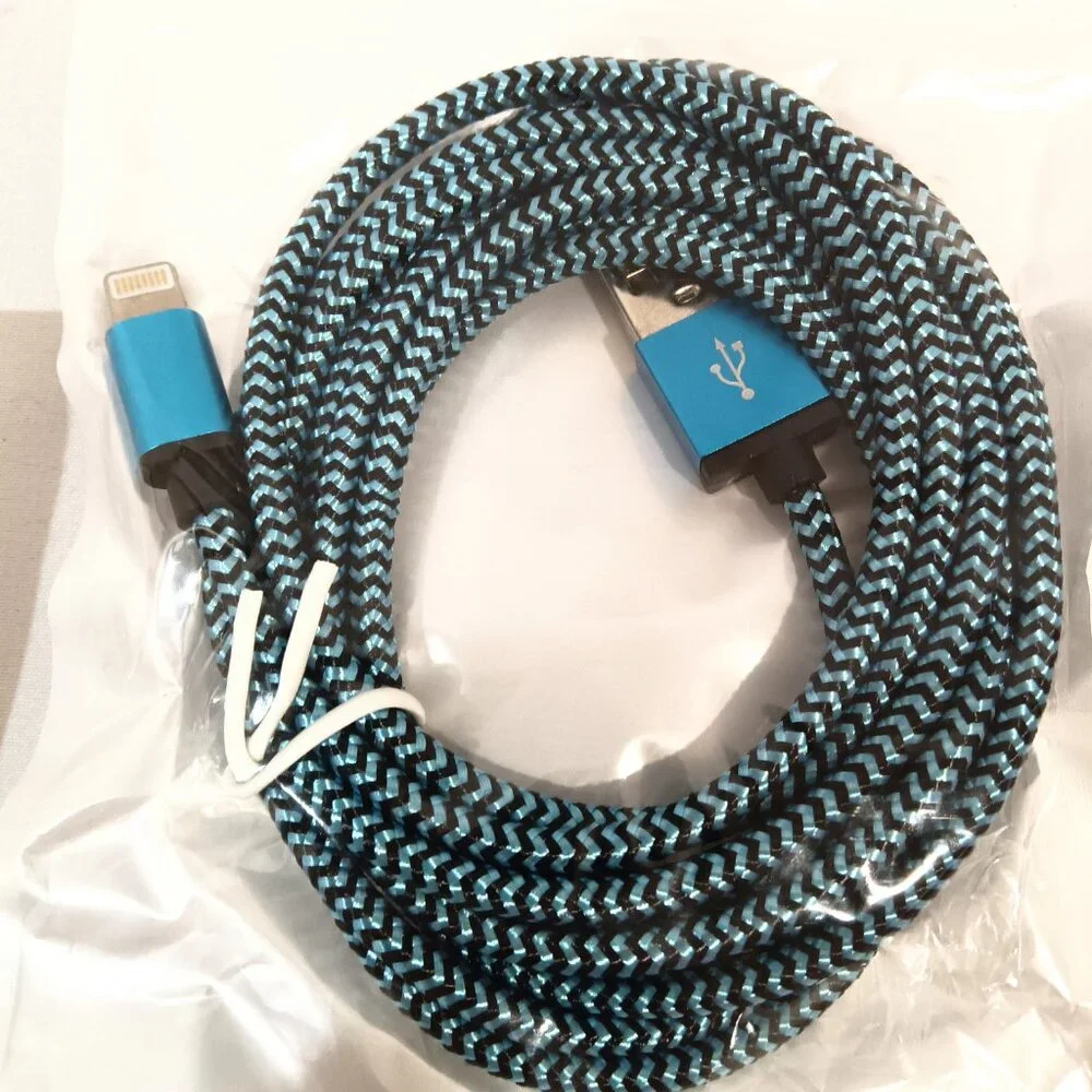 3 Pack USB Data & Sync Charging Cables Chevron Pattern Blue Pink White 6 ft